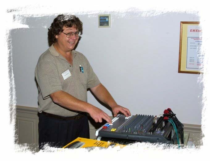 Barry Meiklejohn at the AV mixing desk