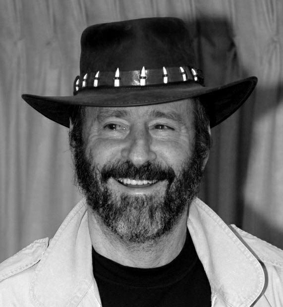 Heiko Bleher in leather jacket and croc-tooth hatband