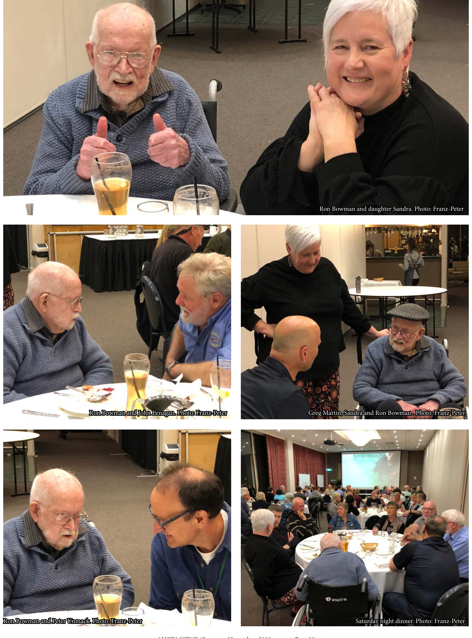 Ron Bowman with family and friends, and the Saturday night dinner