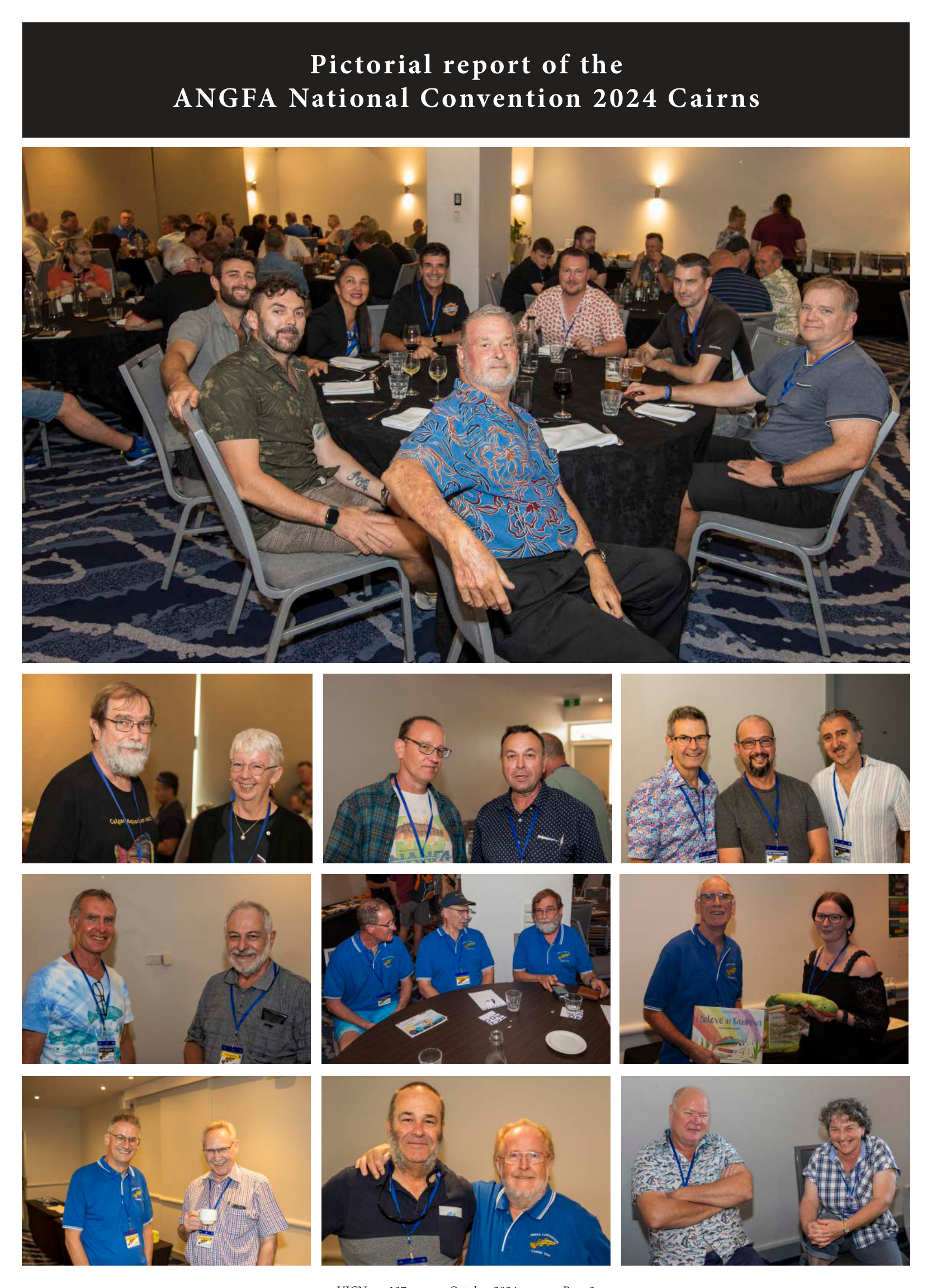 Convention delegates dining together and posing in pairs and small groups at the 2024 Cairns convention